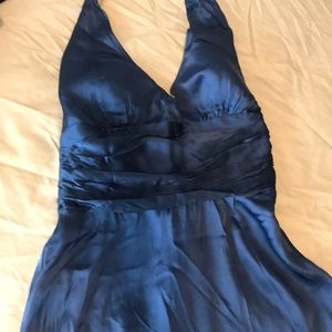 Blue halter dress. Fully lined 100% silk.